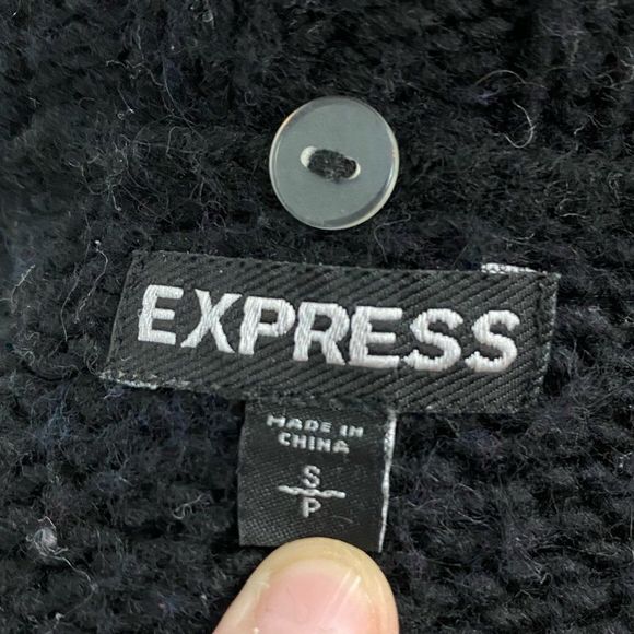 Express (Removable) Faux Fur Collar Sweater Coat - Geometric Stripe - S - Picture 7 of 7